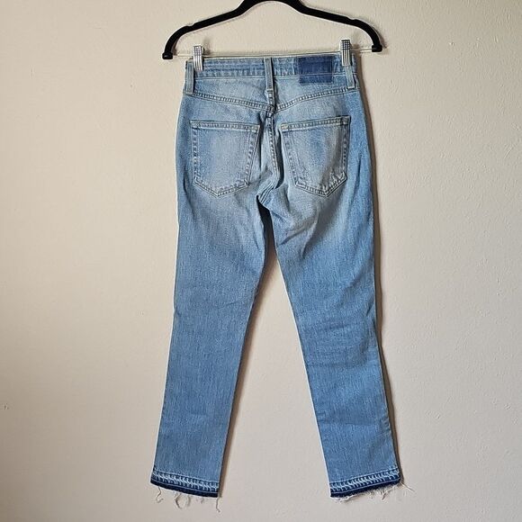 AMO Babe 70s Blue Frayed Edge Light Wash Jeans Size 24 - Picture 3 of 6
